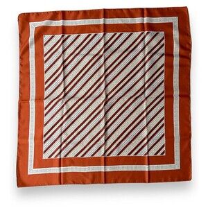 Brown Beige Yellow Scarf Vtg 27” X 26.5” Lines Unisex Women